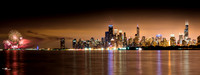 Chicago Skyline with fireworks