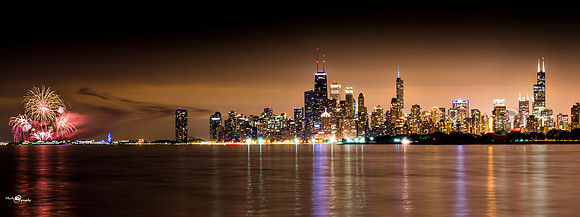 Chicago Skyline with fireworks